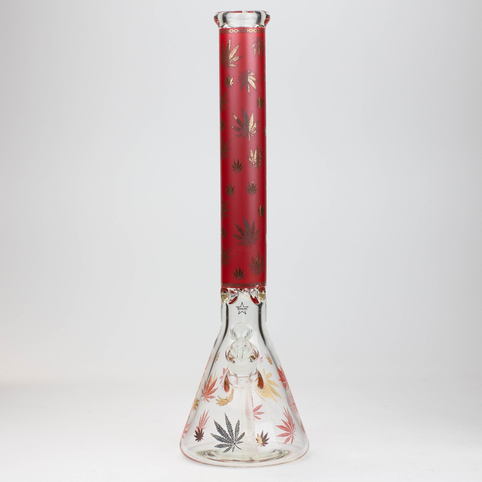 19.5" Gold leaf 9 mm glass water bong_13