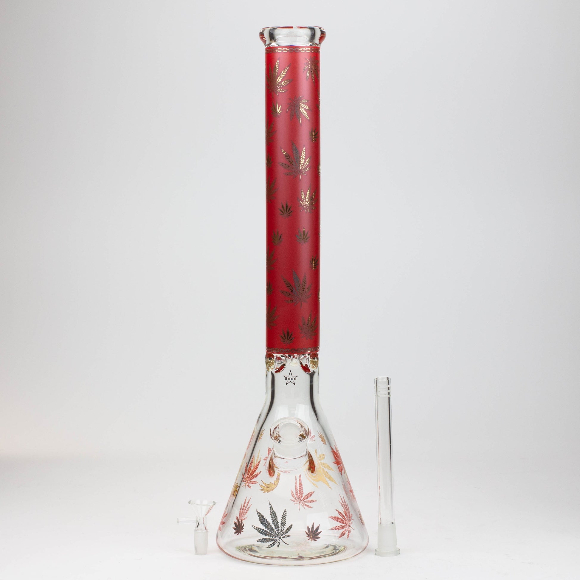 19.5" Gold leaf 9 mm glass water bong_5
