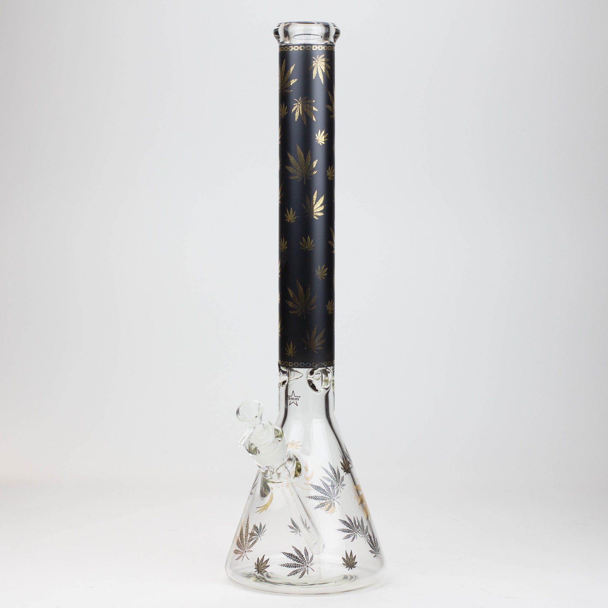 19.5" Gold leaf 9 mm glass water bong_10